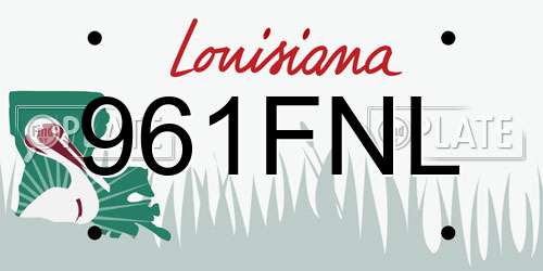 961FNL Louisiana License Plate