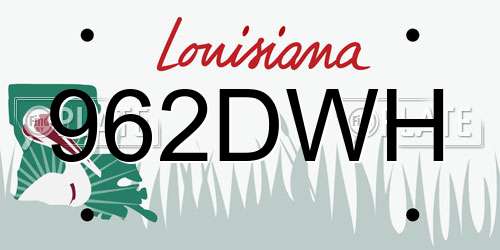 962DWH Louisiana License Plate