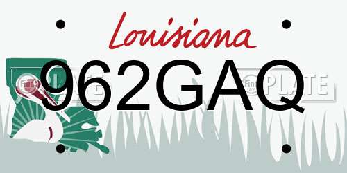 962GAQ Louisiana License Plate
