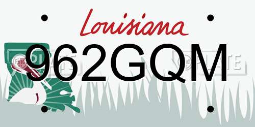 962GQM Louisiana License Plate
