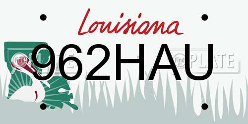 962HAU Louisiana License Plate