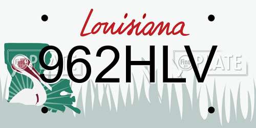 962HLV Louisiana License Plate
