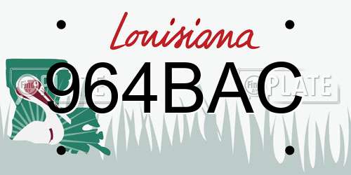 964BAC Louisiana License Plate