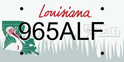 965ALF Louisiana License Plate