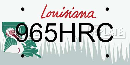 965HRC Louisiana License Plate