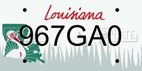 967GA0 Louisiana License Plate