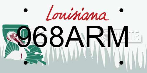 968ARM Louisiana License Plate
