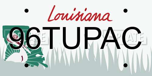 96TUPAC Louisiana License Plate