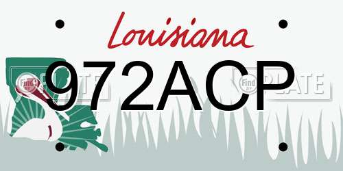 972ACP Louisiana License Plate