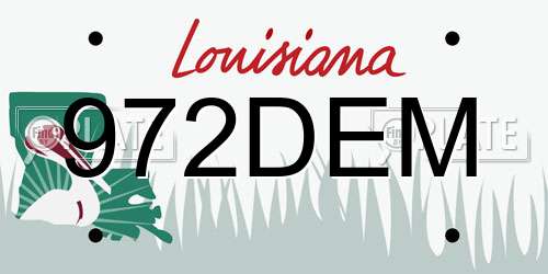 972DEM Louisiana License Plate
