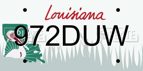 972DUW Louisiana License Plate