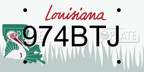974BTJ Louisiana License Plate