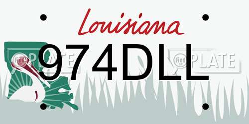 974DLL Louisiana License Plate