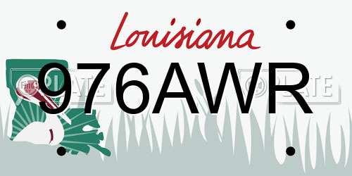 976AWR Louisiana License Plate