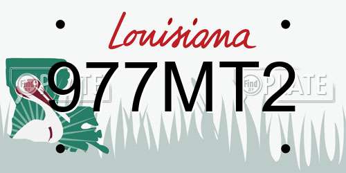 977MT2 Louisiana License Plate