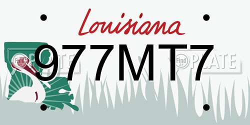 977MT7 Louisiana License Plate