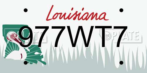 977WT7 Louisiana License Plate