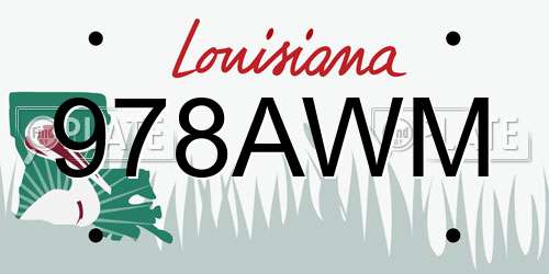 978AWM Louisiana License Plate