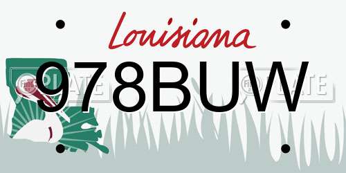 978BUW Louisiana License Plate