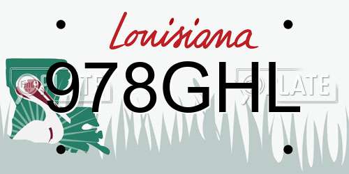 978GHL Louisiana License Plate