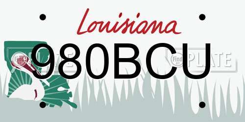 980BCU Louisiana License Plate
