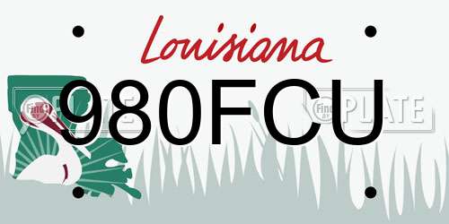 980FCU Louisiana License Plate