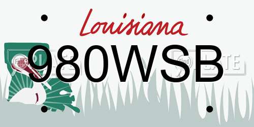 980WSB Louisiana License Plate
