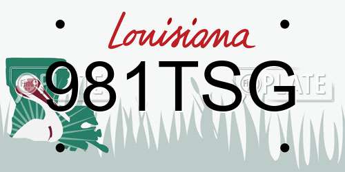 981TSG Louisiana License Plate