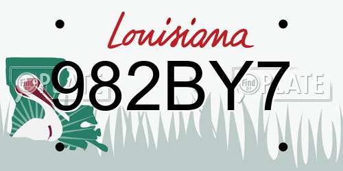 982BY7 Louisiana License Plate