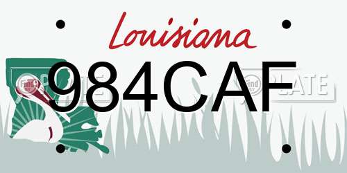 984CAF Louisiana License Plate