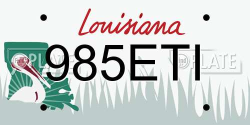 985ETI Louisiana License Plate