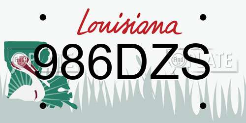 986DZS Louisiana License Plate