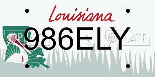 986ELY Louisiana License Plate