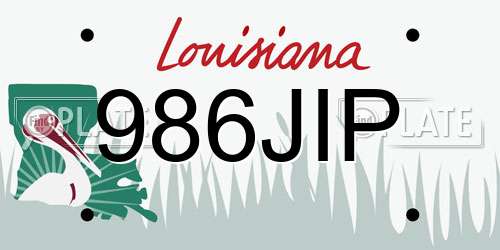 986JIP Louisiana License Plate