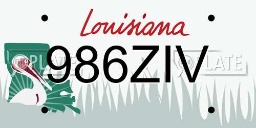 986ZIV Louisiana License Plate