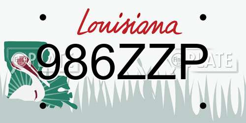 986ZZP Louisiana License Plate