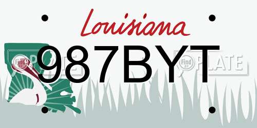 987BYT Louisiana License Plate