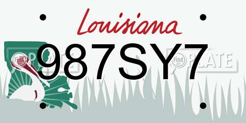 987SY7 Louisiana License Plate