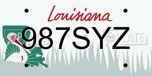 987SYZ Louisiana License Plate