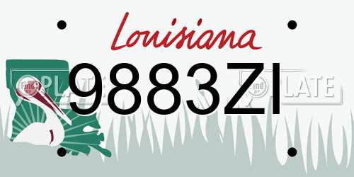 9883ZI Louisiana License Plate