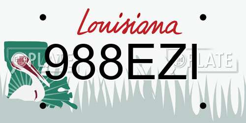 988EZI Louisiana License Plate