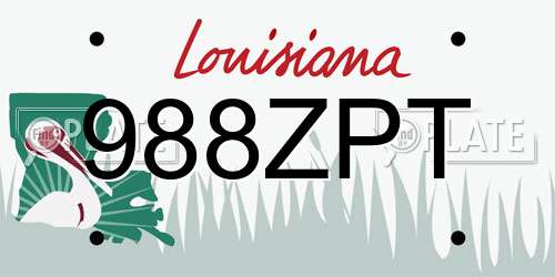 988ZPT Louisiana License Plate