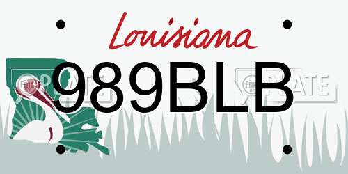 989BLB Louisiana License Plate