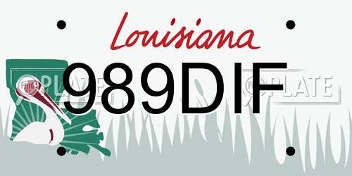 989DIF Louisiana License Plate
