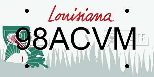 98ACVM Louisiana License Plate