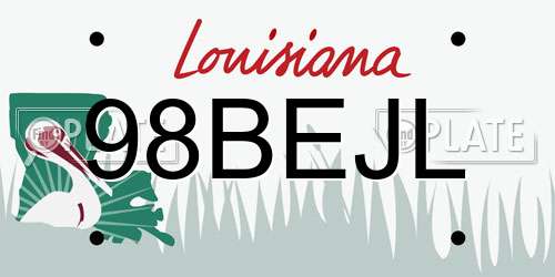 98BEJL Louisiana License Plate