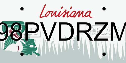 98PVDRZM Louisiana License Plate