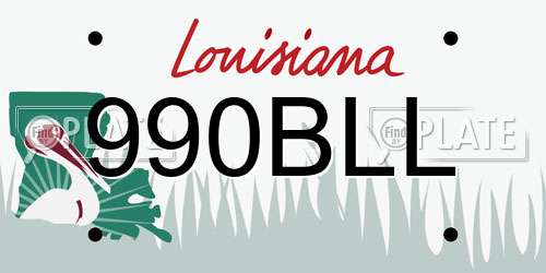 990BLL Louisiana License Plate