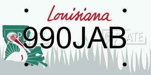 990JAB Louisiana License Plate