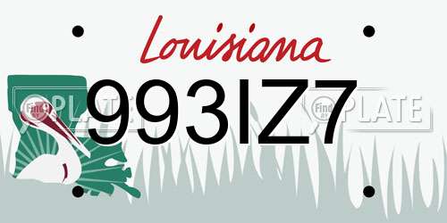 993IZ7 Louisiana License Plate